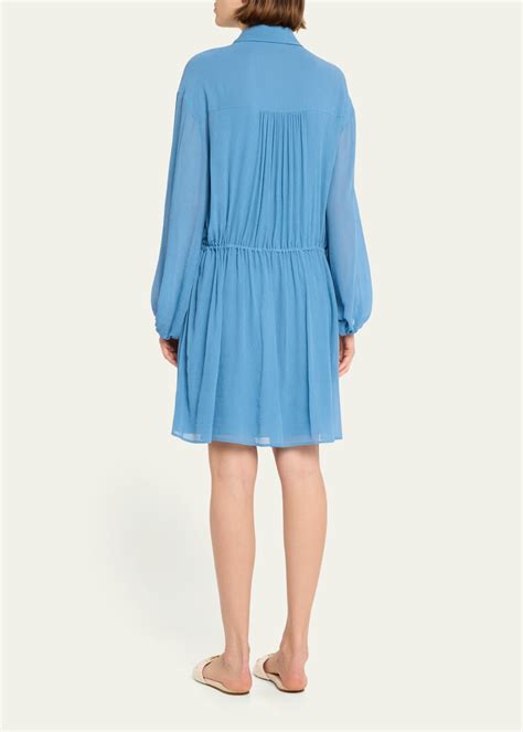 chloe silk dress blue|Tie.